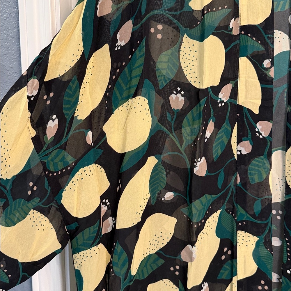 Gudrun Sjõdén Leaf & Lemon Print Open Kimono - Picture 2 of 4